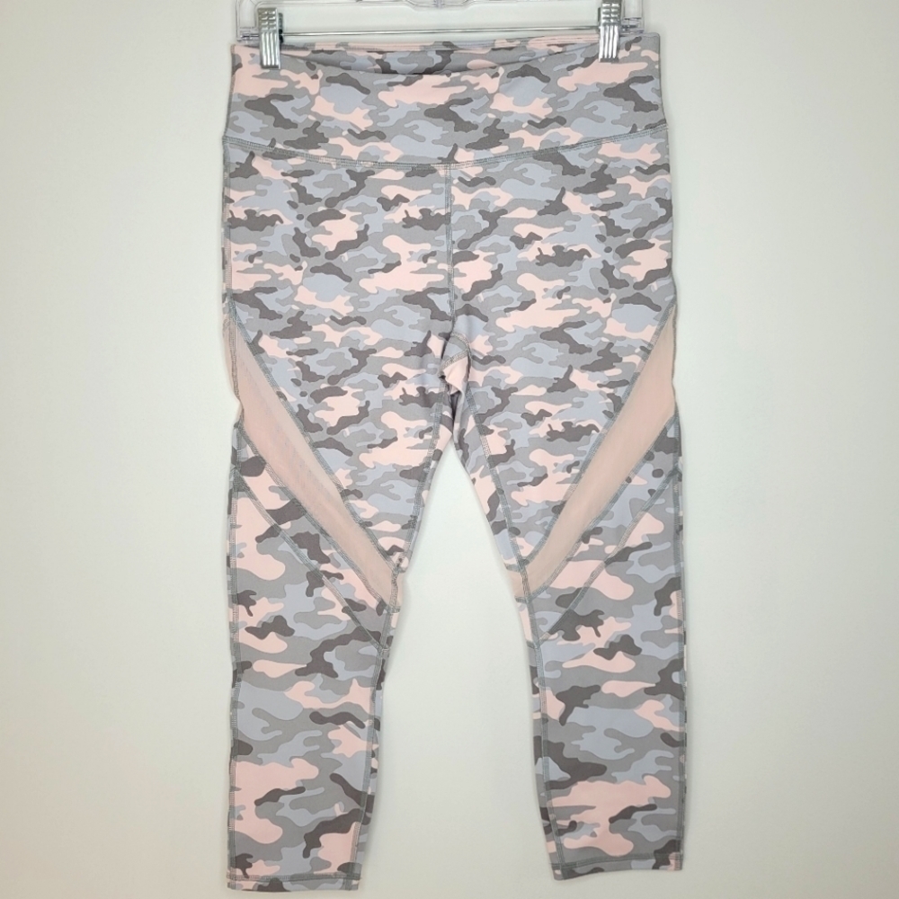 Fabletics Powerhold Camo Mesh Cropped Leggings